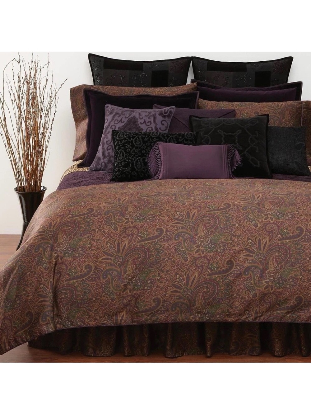 Ralph Lauren Bohemian Velvet Medallion Appliqué Pillow Cover 18" Purple $220 LRL